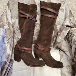 Frye Tall Jane scrappy suede leather boots